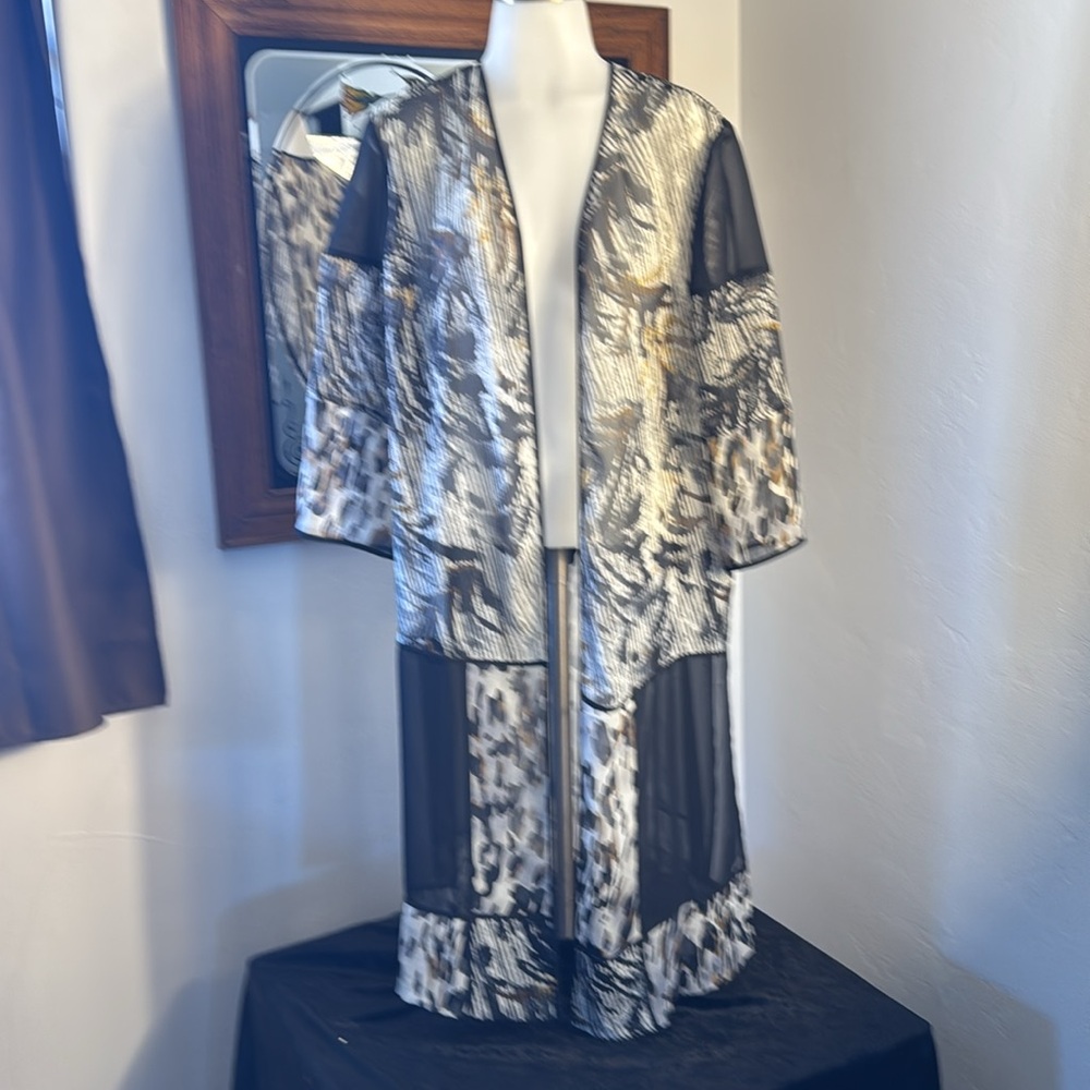 Chico's Travelers Collection Patchwork Sheer Duster Size 2